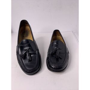 Cole Haan # 03506 Men's 10.5 D‎ Black Shiny Leather Pinch Tassel Loafers Shoes